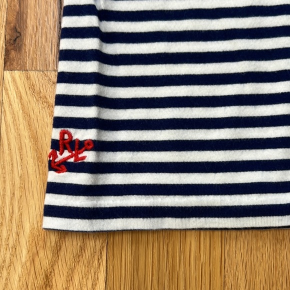 Girls Polo Ralph Lauren navy stripe T-shirt (size L 10/12) - Picture 2 of 6